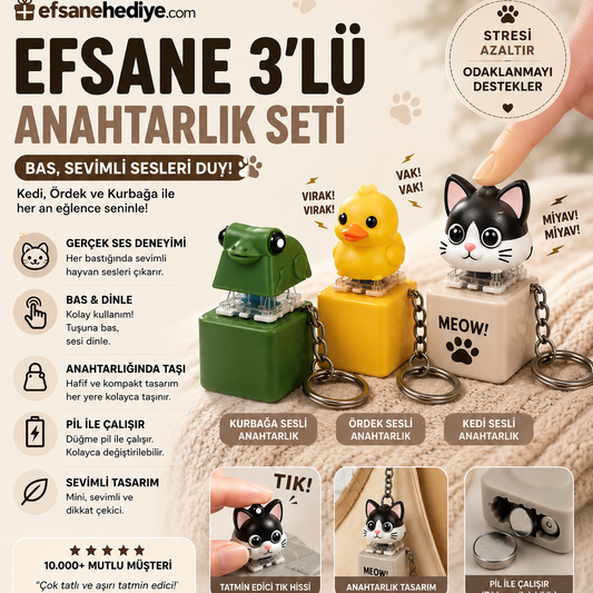 Efsane 3'lü Sesli Anahtarlık Seti